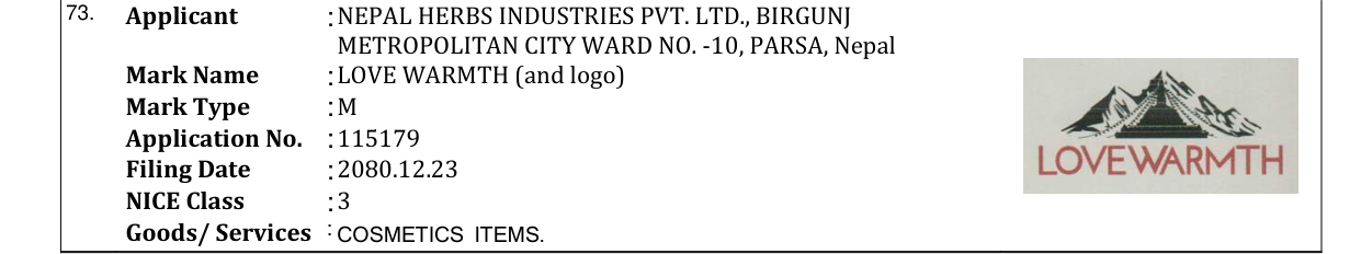 Original bulletin entry for LOVE WARMTH (and logo)