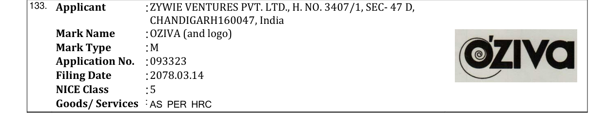 Original bulletin entry for OZIVA (and logo)