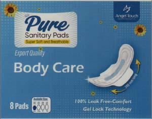 PURE SANITARY PADS BODY CARE (and logo) trademark logo