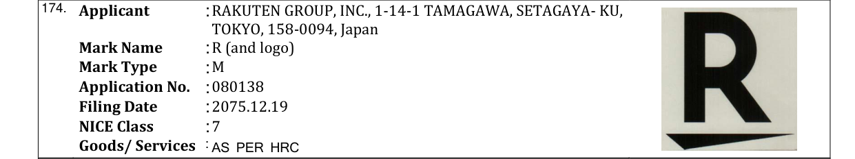 Original bulletin entry for R (and logo)