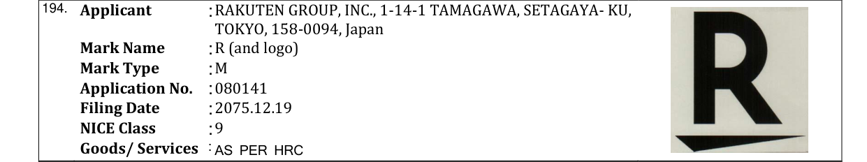 Original bulletin entry for R (and logo)