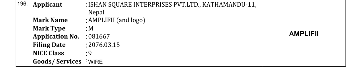 Original bulletin entry for AMPLIFII (and logo)