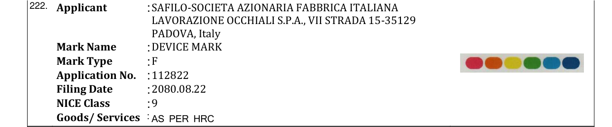 Original bulletin entry for DEVICE MARK