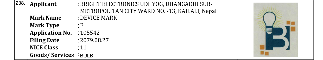 Original bulletin entry for DEVICE MARK