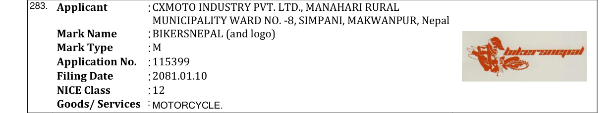 Original bulletin entry for BIKERSNEPAL (and logo)