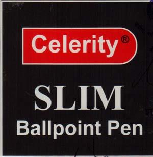 CELERITY SLIM BALLPOINT PEN (and logo) trademark logo