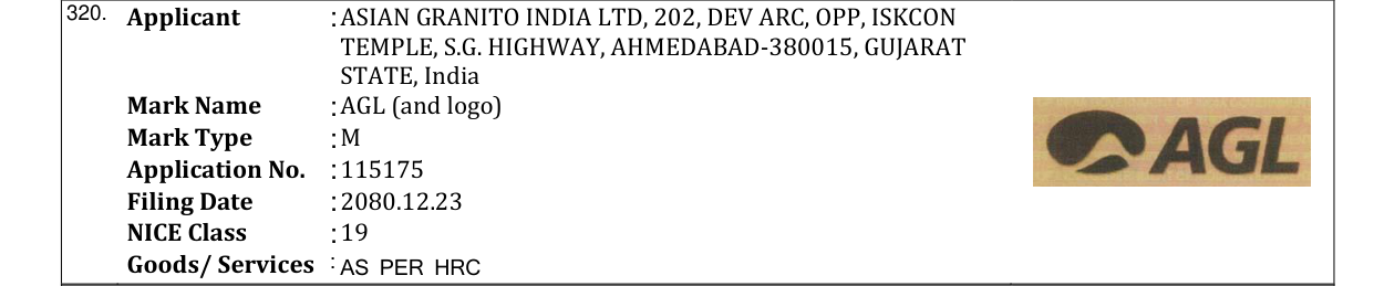 Original bulletin entry for AGL (and logo)