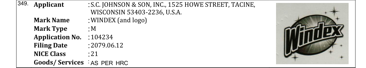 Original bulletin entry for WINDEX (and logo)