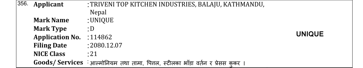 Original bulletin entry for UNIQUE