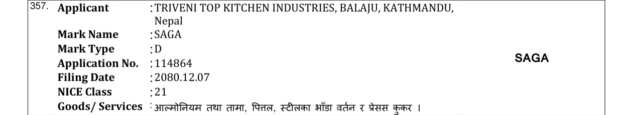 Original bulletin entry for SAGA