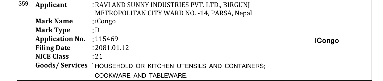 Original bulletin entry for iCongo