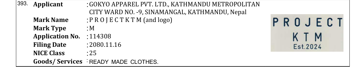 Original bulletin entry for P R O J E C T K T M (and logo)