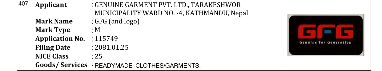 Original bulletin entry for GFG (and logo)