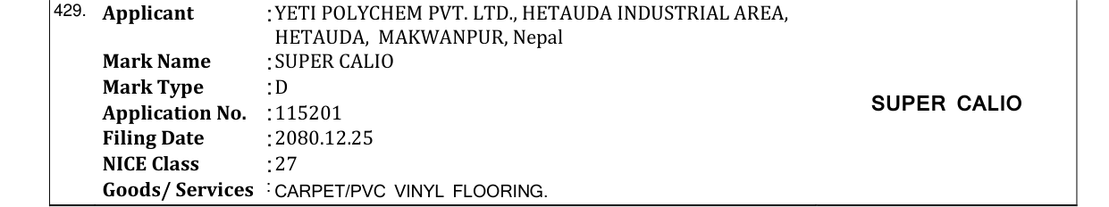 Original bulletin entry for SUPER CALIO