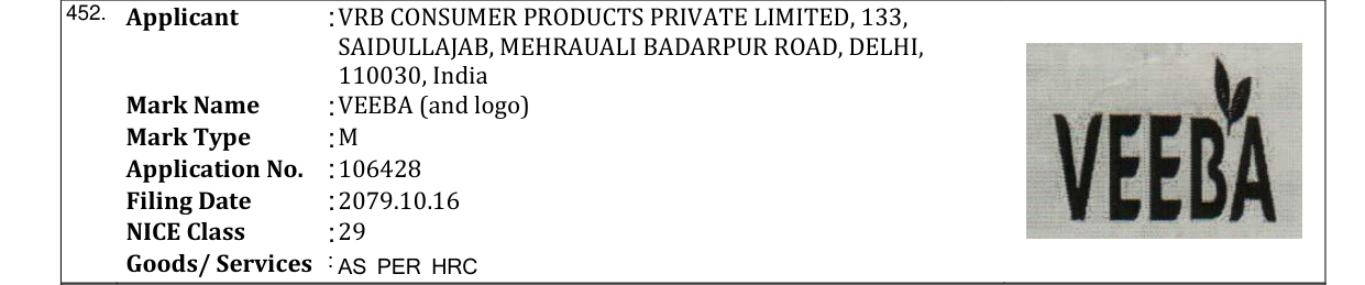 Original bulletin entry for VEEBA (and logo)
