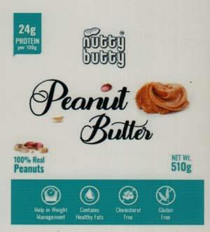 NUTTY BUTTY PEANUT BUTTER (and logo) trademark logo