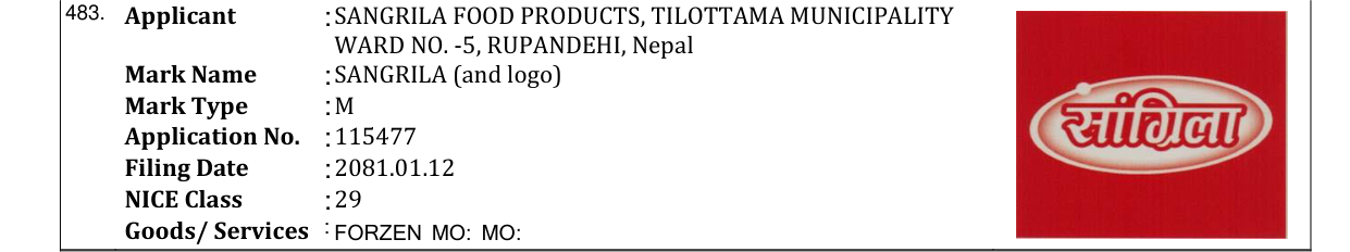 Original bulletin entry for SANGRILA (and logo)