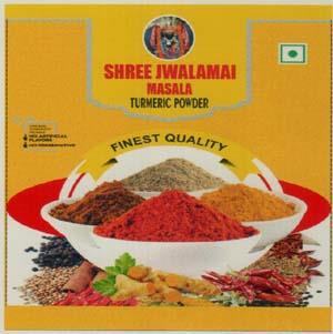 SHREE JWALAMAI MASALA TURMERIC POWDER (and logo) trademark logo