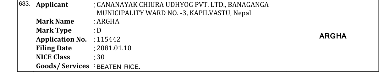 Original bulletin entry for ARGHA