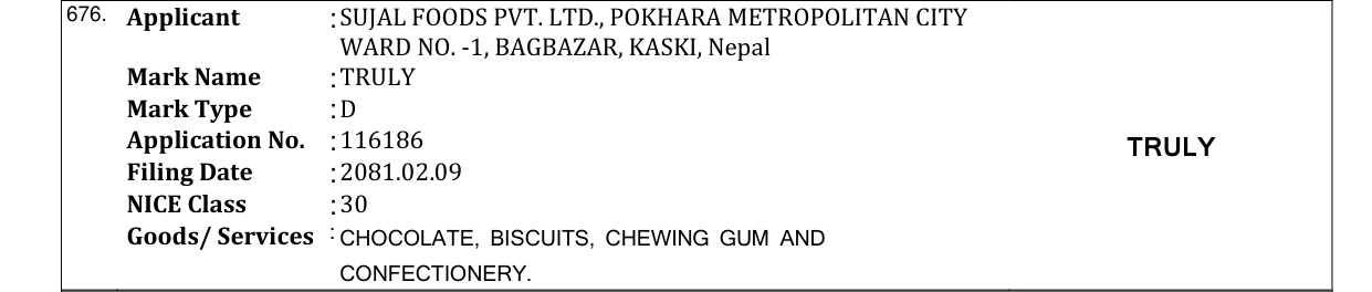 Original bulletin entry for TRULY