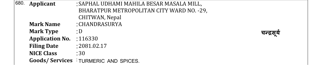 Original bulletin entry for CHANDRASURYA