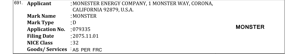 Original bulletin entry for MONSTER