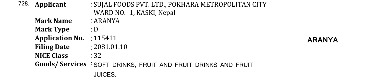 Original bulletin entry for ARANYA