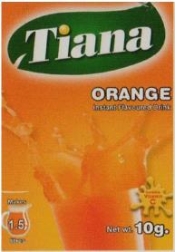 TIANA ORANGE INSTANT FLAVOURED DRINK (and logo) trademark logo