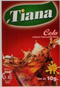 TIANA COLA INSTANT FLAVOURED DRINK (and logo) trademark logo