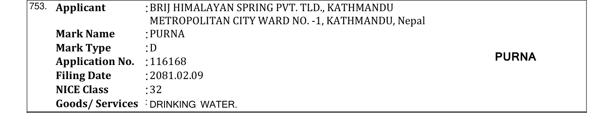 Original bulletin entry for PURNA