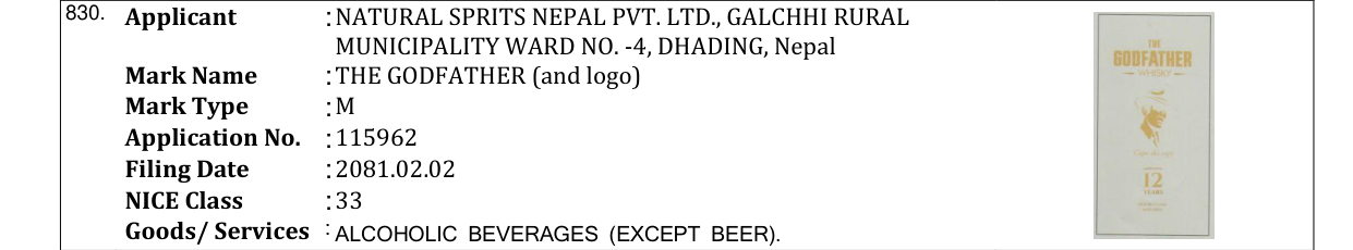 Original bulletin entry for THE GODFATHER (and logo)