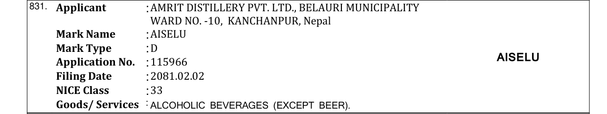 Original bulletin entry for AISELU
