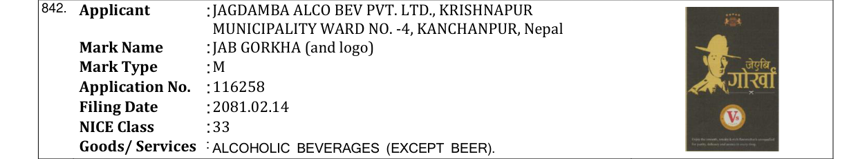 Original bulletin entry for JAB GORKHA (and logo)