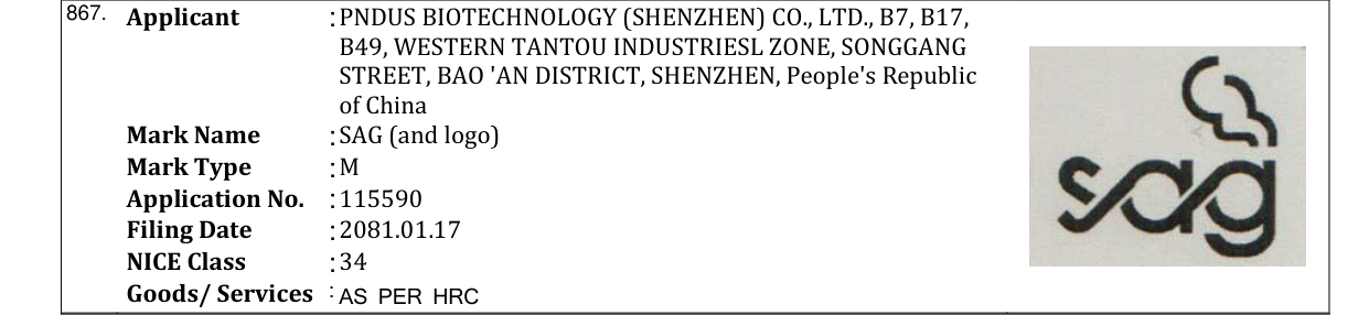 Original bulletin entry for SAG (and logo)