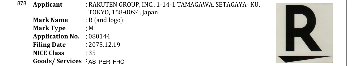 Original bulletin entry for R (and logo)