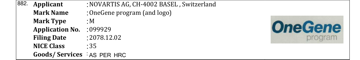 Original bulletin entry for OneGene program (and logo)