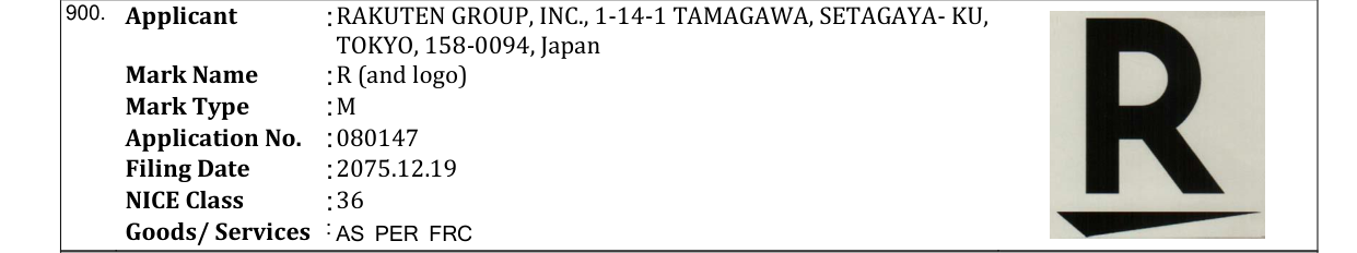 Original bulletin entry for R (and logo)