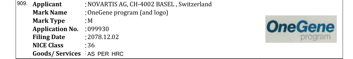 Original bulletin entry for OneGene program (and logo)