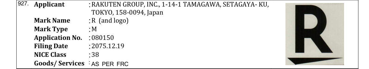 Original bulletin entry for R (and logo)