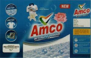 AMCO DETERGENT POWDER (and logo) trademark logo