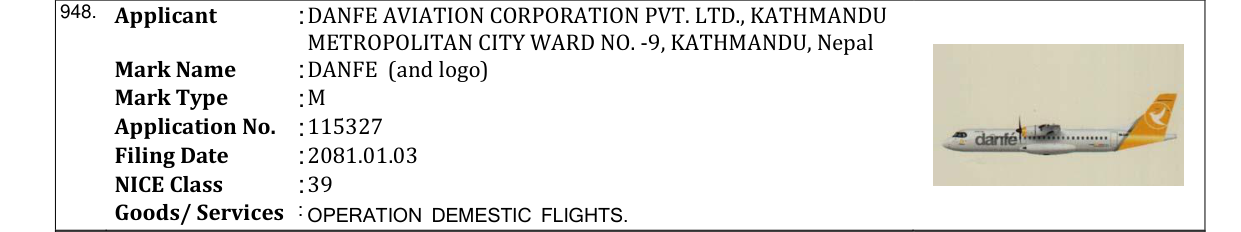 Original bulletin entry for DANFE (and logo)