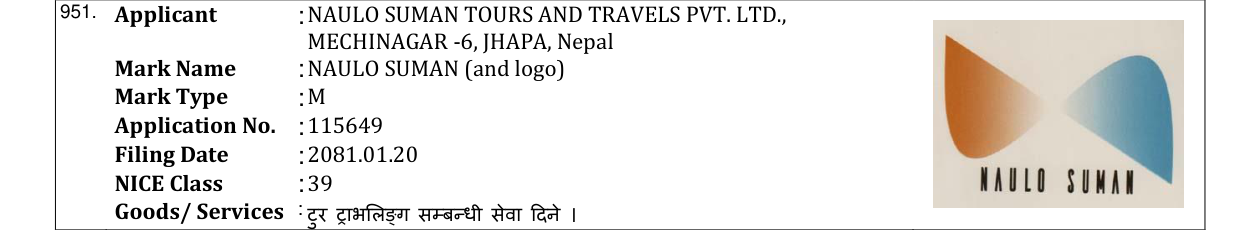 Original bulletin entry for NAULO SUMAN (and logo)