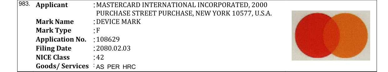 Original bulletin entry for DEVICE MARK