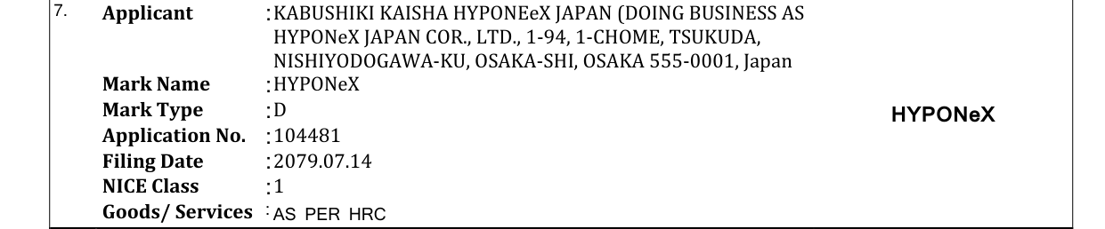 Original bulletin entry for HYPONeX