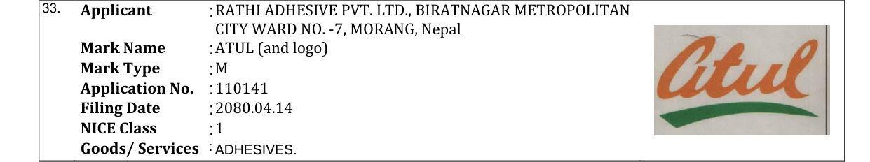 Original bulletin entry for ATUL (and logo)