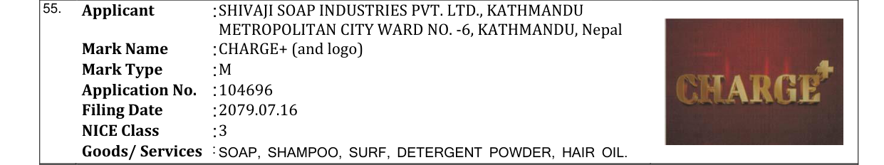 Original bulletin entry for CHARGE+ (and logo)
