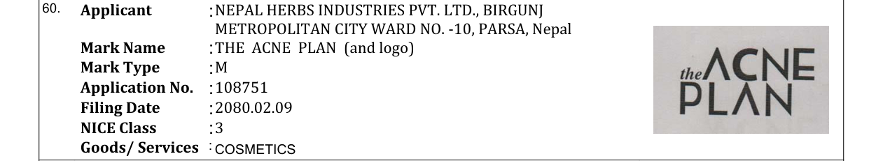 Original bulletin entry for THE ACNE PLAN (and logo)