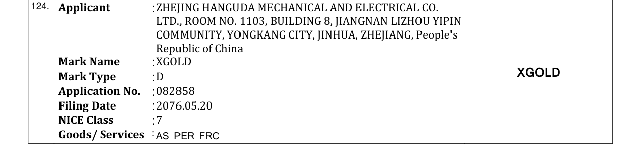 Original bulletin entry for XGOLD