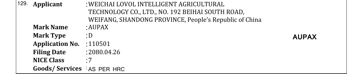 Original bulletin entry for AUPAX
