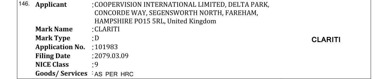 Original bulletin entry for CLARITI